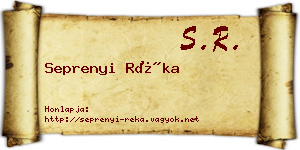 Seprenyi Réka névjegykártya
